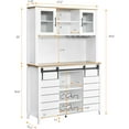 thumbnail image 3 of Homhougo Farmhouse Coffee Bar Cabinet with Sliding Barn Doors, 70" Kitchen Hutch Cabinet with Storage, Wine & Glasses Rack, Tall Sideboard Buffet Cabinet for Kitchen, Dining Room, White, 3 of 7