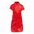 thumbnail image 4 of EnJoCho Girls 𝖥loral Cheongsam Chinese Traditional Dress Kids Modern Sleeveless New Year Qipao Stand Collar Side Split Outfits Traditional Chinese Dress Kids Cheongsam 𝖥loral, 4 of 5