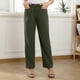 thumbnail image 5 of Pantalones De Color Puro Para Mujer, Pantalones De Cintura Alta, Sueltos, Informales, Elegantes, Con Botones De Color Puro, Cierre De Cremallera, Pantalones Plisados ​​con ANGGREK DE Verde XXL, 5 of 7
