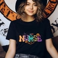 thumbnail image 3 of Colorful Halloween Nurse Letters T-Shirt for Women, Light Pink, Size M, 3 of 6