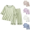 thumbnail image 3 of Ticikt Boys's Summer Pajamas Solid Color Short Sleeve Sets Nightgown,Color:White,Size:12-13 Years, 3 of 4