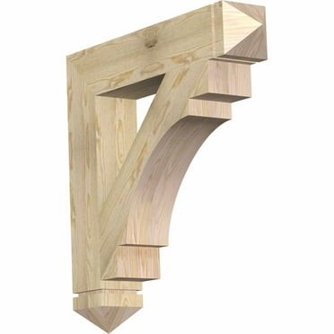 Ekena Millwork 3 1/2"W x 20"D x 24"H Merced Arts & Crafts Smooth Bracket, Douglas Fir