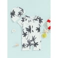 thumbnail image 2 of FEORJGP Toddler Baby Boy 2 Piece Swimwear Set 6M 9M 12M 18M 2Y 3Y Infant Round Neck Jumpsuit Short Sleeve Rompers Zip Up Tree Rash Guard Swimsuit + Swim Cap Summer Beach Wear, 2 of 9