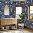 thumbnail image 4 of Animal Peel and Stick Wallpaper 23.6in x 9.8ft Whimsical Forest Deer Birds Floral Patterns Blue Beige Contact Paper Vinyl Waterproof Self Adhesive Wall Paper for Bedroom Shelf Cabinet Renter Friendly, 4 of 8