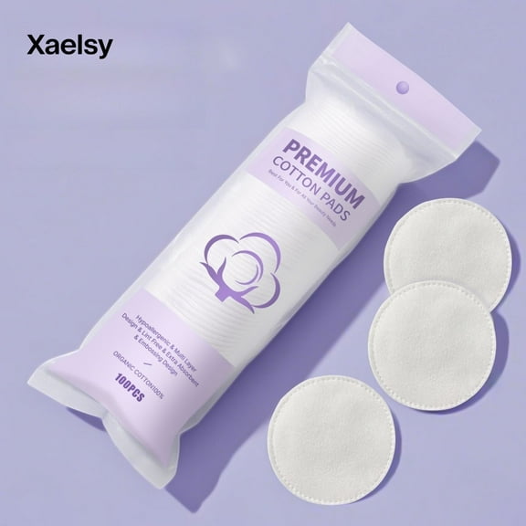 Xaelsy Comestic Premium Cotton Makeup Remover Pads Round Soft Skin Friendly Absorbent 100 Pad 1 Pack