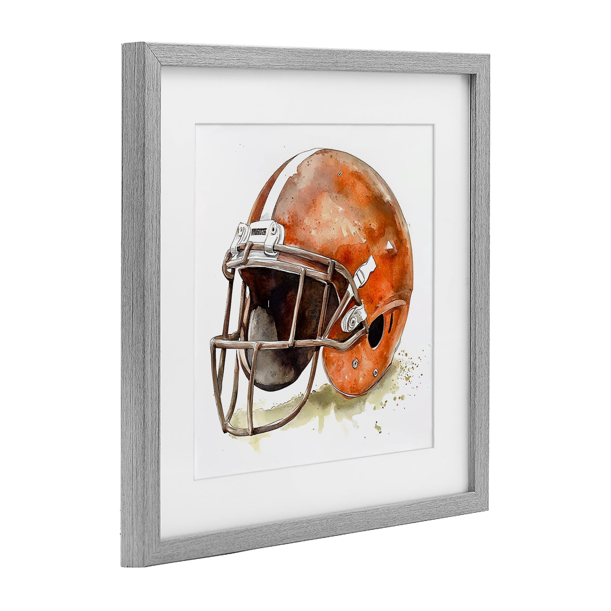 Stupell Industries Red Football Helmet Gray Framed Print Under Glass, design by Creative Studio