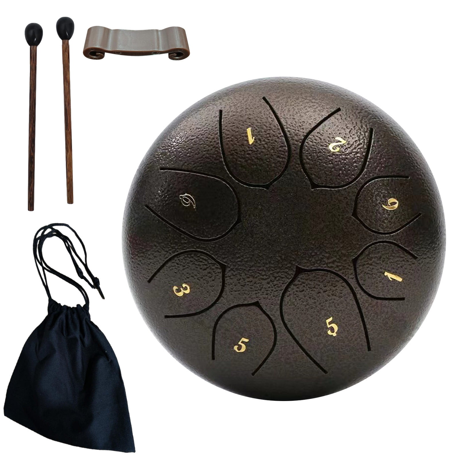 Qocolhg Outdoor Rain Drum, 8 Notes 6 Inch Steel Hand Drum with Bag, Music Book, Drumsticks, Mallet Holder and Finger Picks, Tongue Drum for Camping, Meditation or Yoga, Christmas Gifts for Women