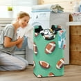 thumbnail image 5 of Yayeee Freestanding Laundry Hamper with Handle Collapsible Large Storage Basket for Clothes, Green American Footballs, 5 of 7