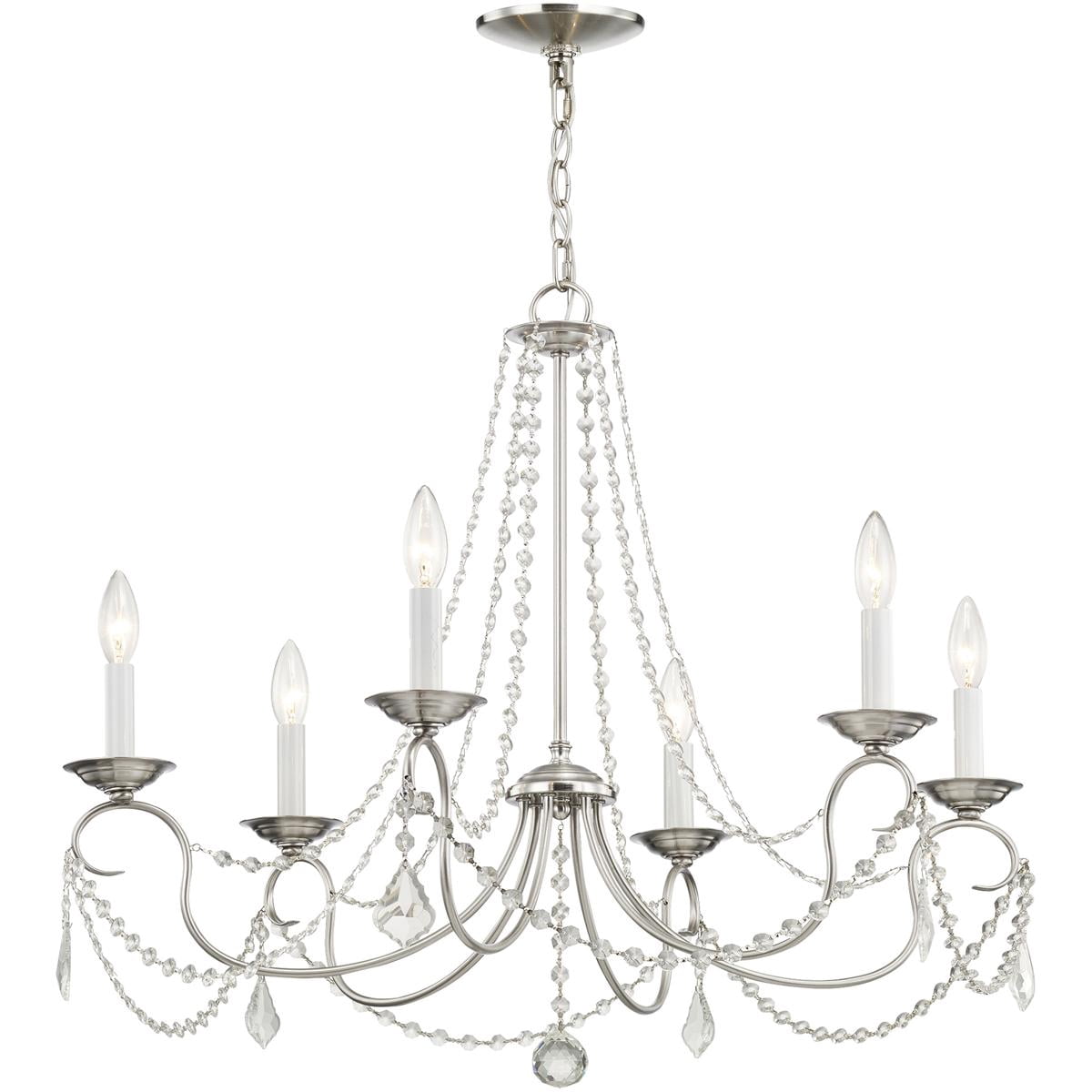 6 Light Brushed Nickel Chandelier with Steel base material
