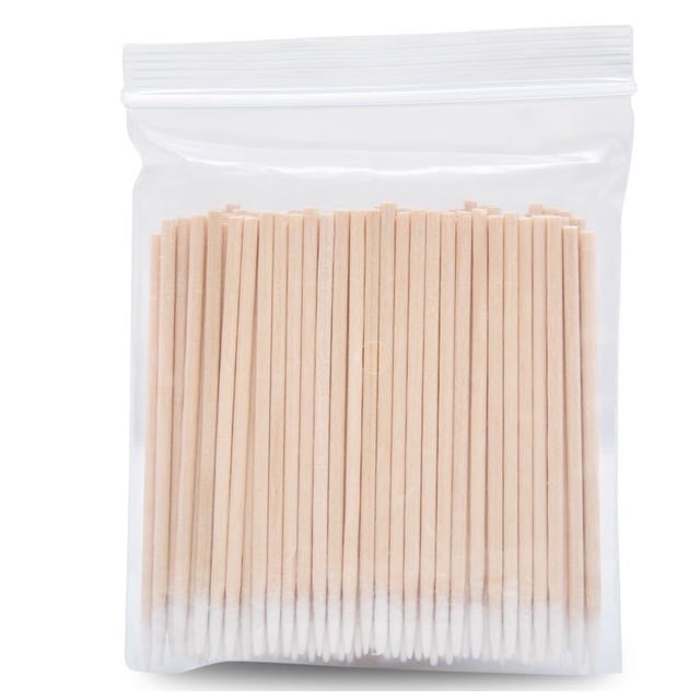 Hisopo de algodón puntiagudo, palillo de dientes, palillo de madera, desechable, de un solo cabezal, hisopo de algodón, delineador de ojos, hisopo de algodón pequeño de belleza, 100 unidades