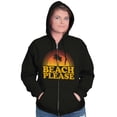 thumbnail image 4 of Beach Please Retro Palm Trees Vibes Womens Plus Size Graphic Zipper Hoodie Brisco Brands 3X, 4 of 5
