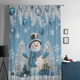 thumbnail image 5 of Blue Snowman Christmas Semi Sheer Curtains Drapes for Living Room, Bedroom, French Doors Window 84 Inches Long, Xmas Tree Balls Snowflake Rod Pocket Chiffon Curtain Drapery Voile Draperies Panel, 5 of 6