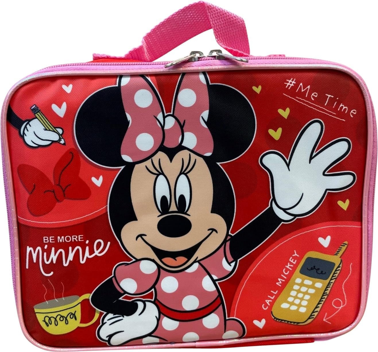 Ruz Group Kid's Licensed 16 Inch Backpack With Removable Lunch Box Set Minnie Mouse Red