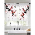 thumbnail image 3 of Red Spring Floral Sheer Curtains 54 Inches Length 2 Panels Set, Window Sheer Curtains for Living Room/Bedroom, Birds Branches Watercolor Flowers Light Filtering Rod Pocket Curtain 52''x54''x2, 3 of 8