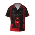 thumbnail image 3 of Goofa Black Panther Red Background Printed Men's Casual Short-sleeved Shirt,Lightweight Breathable Button-down,Summer Casual men's top,Versatile Fashion shirt-4X-Large, 3 of 7