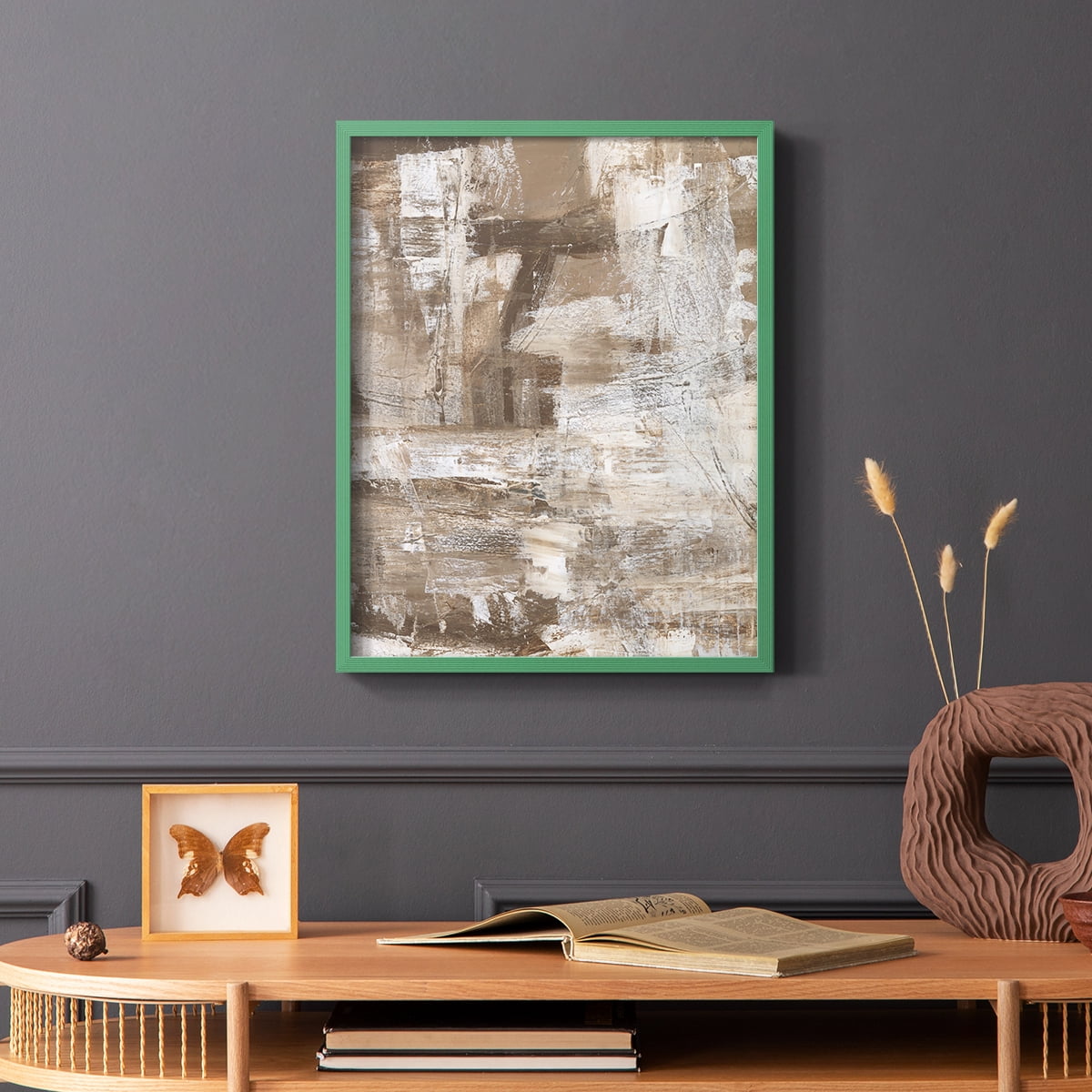 Bronzed II Framed Print in Green Solid Wood Framed Print No Nail Hanging