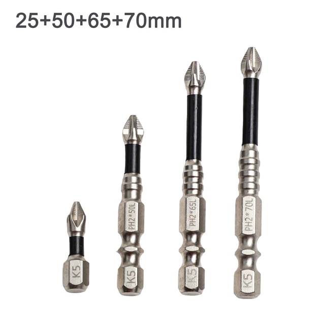3/4/5Pcs Cross Magnetic Non-Slip Screwdriver Bits Set Hexagonal Handle 25-150Mm D