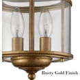 thumbnail image 7 of Antiqued Gold Flush Mount Ceiling Light Glass Shade Mid Century Modern 2-Light, 7 of 7