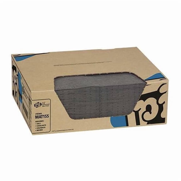 Pig Sorbent Pad, 11 gal, 15 in x 20 in, Universal, Gray, 100 PK MAT155