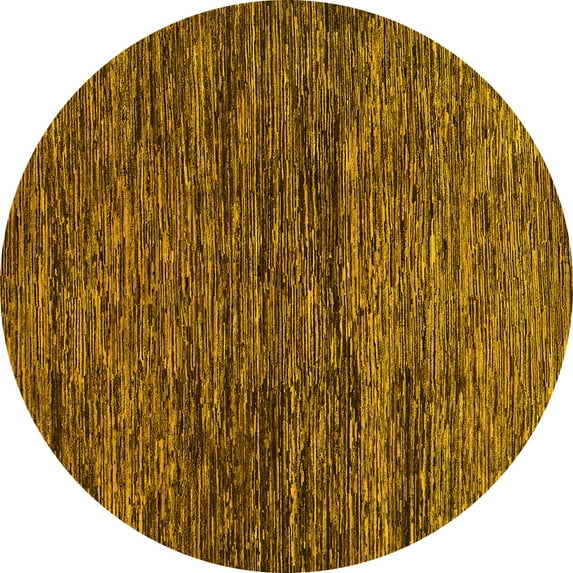 Ahgly Company Machine Washable Indoor Round Abstract Yellow Modern Area Rugs, 4' Round