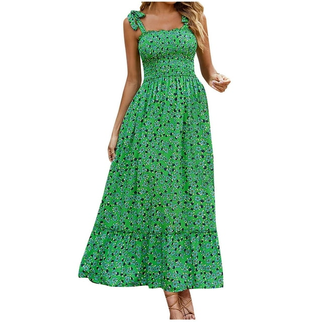 Vestidos Para Mujer Vestidos Midi Trendy Casual Print Camis Sin Mangas Vendaje Chaleco Vestido Largo Odeerbi ODB162492