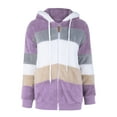 thumbnail image 5 of NAFUU Jackets for Women Winter Fuzzy Jackets Hooded Color Block Patchwork Thick Full Zip Up Cardigan Coats Outerwear With Pockets Soft Thermal Coats, 5 of 9