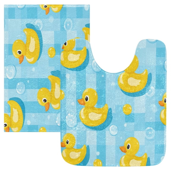 RMDQTR 2PCs Bathroom Rugs Set Plush Toilet Base Mat 16" × 24" Bath Mat and 20" × 24" U Shape Soft Rugs Non Slip Absorbent