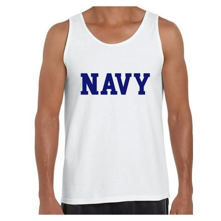 Navy Blue Training Top Awkward Styles Navy Tank Top for Men Navy Training Shirt Navy Gifts for Him Military Sleeveless Shirt Men's Navy Tank Workout Clothes ()