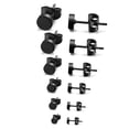 thumbnail image 1 of 6 pares de pendientes de perforación de oreja oblatos de acero quirúrgico con tamaño 3 mm 4 mm 5 mm 6 mm 7 mm 8 mm para hombres decoración de joyería de oreja (negro) HOMEMAXS MX2084570, 1 of 5