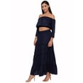 thumbnail image 6 of eloria Women Fashion Off Shoulder Flared Sleeves Maxi Dress Any Occasion, Fabric: Rayon,Color : Navy Blue, Size : 2XL, 6 of 6
