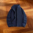 thumbnail image 2 of vdgthytj Jackets for Women Fleece Full Zip Stand Collar Long Sleeve Solid Fall Winter Casual Outerwear with Pockets(XX-Large,Navy), 2 of 4