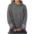 thumbnail image 4 of VBTAPA Oversized Hoodies for Women Cute Bow Print Hooded Sweatshirt Loose Casual Drawstring Pullover Hoodie Teen Girls Aesthetic Sweatshirt with Kangaroo Pocket Dark Gray L, 4 of 5