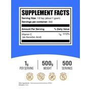 BulkSupplements Vitamin C Powder - Ascorbic Acid, Vitamin C Supplement - Gluten Free, 500g (1.1 lbs)