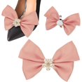 thumbnail image 1 of 2-Pack Bow Shoe Clips, Satin Elegant Detachable Buckle Bridal Heels Accessories with Pearl Rhinestone for Wedding, 1 of 5