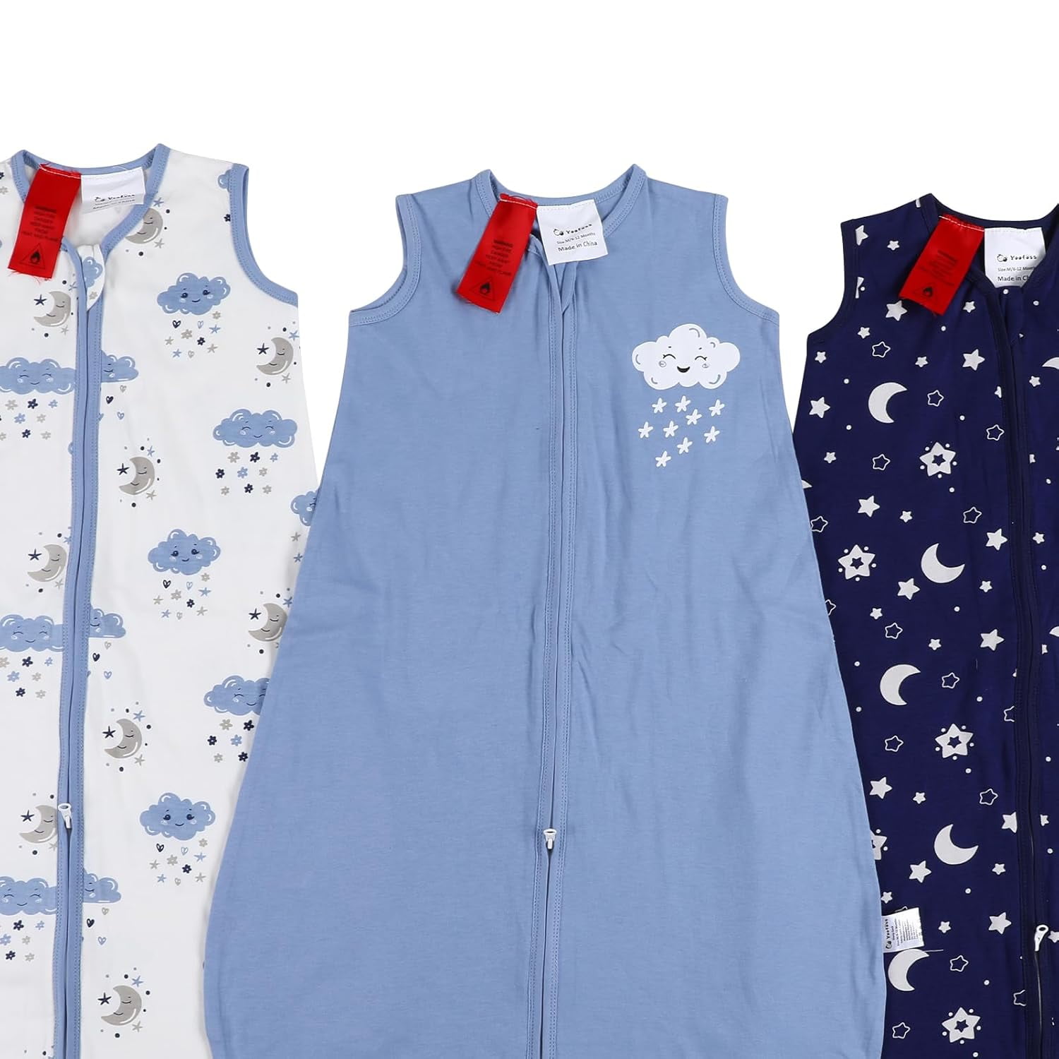 Yoofoss Baby Sleep Sack 6-12 Months Wearable Blanket for Babies 100% Organic Cotton 2-Way Zipper TOG 0.5 Toddler Sleeping Sack 3 Pack, Sleep Sacks