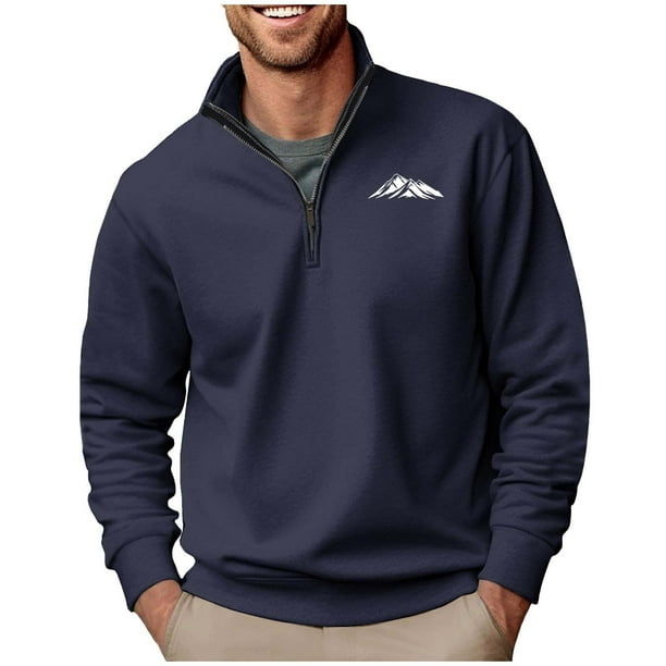 Blusa y camisa de manga larga con cuello alto para hombre, sudadera con capucha estampada, jersey deportivo con media cremallera, blusa de manga larga con cuello alto para hombre, blusa de poliéster