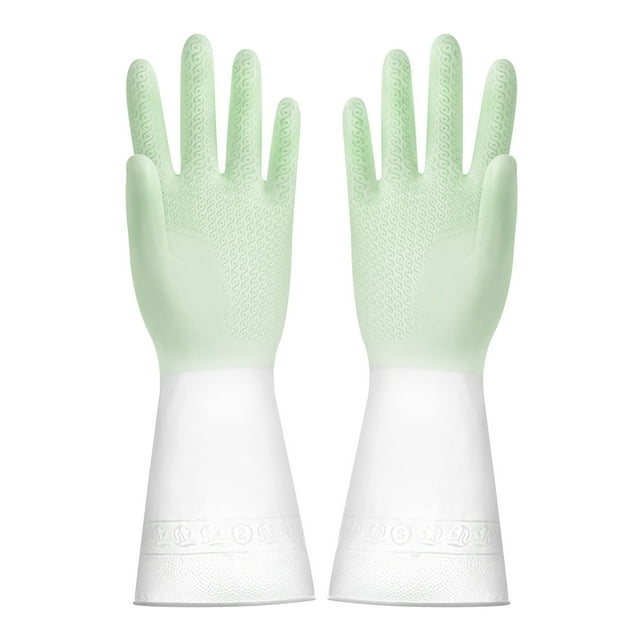 TIMIFIS Clean Rubber Gloves Housework Cleaning Gloves Plastic Durable Dishwashing Gloves Rubber Latex Kitchen Cleaning Brush Pot Laundry Gloves Kitchen Gadgets