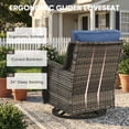 thumbnail image 5 of PARKWELL Outdoor Swivel Gliders Chair Set of 2, Patio Wicker High Back Swivel Rocker Lounge Chair with Navy Cushions for Balcony Deck, Gray Wicker, 5 of 10