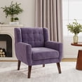 thumbnail image 6 of UIXE Accent Chair Velvet Upholstered Armchair for Living Room Tufted Armrest Reading Seat, Purple, 6 of 7