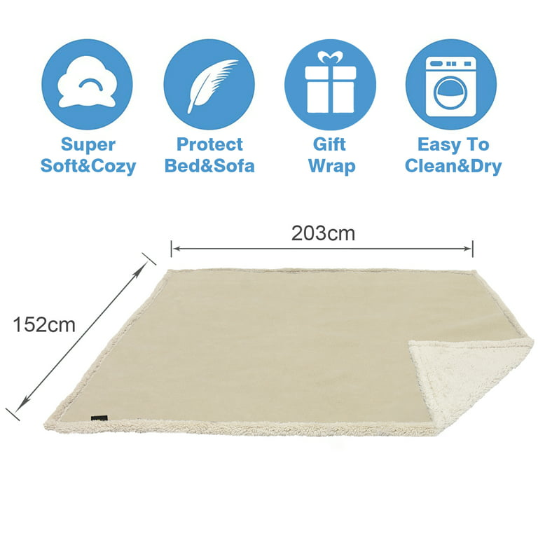 Catalonia Waterproof Blanket, Liquid Pee Proof Blanket for Bed Couch Sofa,  Protector Cover for Baby, Cozy Sherpa Lining Throws and Blankets for  Camping Boating, 80''X60'', Taupe 