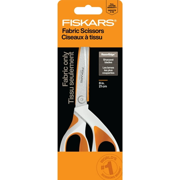 Fiskars 8" Razoredge Softgrip Fabric Scissors, Orange Shears