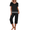 Black, variant on Capri Pajama Sets for Women Capri Pants with Short Tops Sleepwear Ladies Sleep Sets Short Sleeve Pjs Sets Soft Two Piece Loungewear Sets