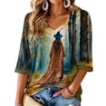 thumbnail image 3 of 3/4 Sleeve Fall T-Shirt for Women Funny Cute Graphic Sweatshirts Pumpkin Print Festive Autumn Top, 3 of 6