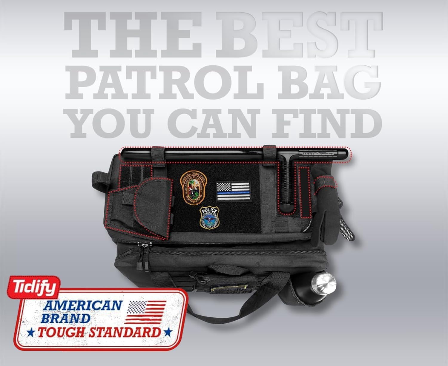 Tidify Tactical Police Car Organizer, Patrol Bag with MOLLE, Adjustable Divider for Accessories Storage and Travel Gear