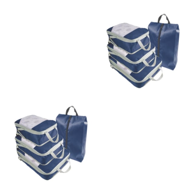 Transemion 4pcs/set Travel With Ease Using Travel Compression Packing Cubes Easy To Pack And Travel Large dark blue 2Set