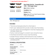 Rear Brake Pad Set - Compatible with 1993 - 1994 Eagle Vision