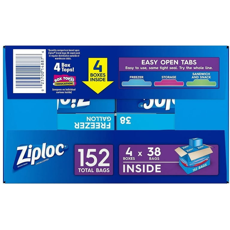 Ziploc Storage Bag, 1 Gal., 75/Pack, 2 Packs/Carton (314480