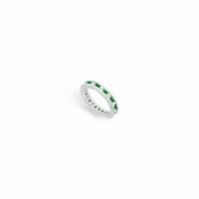 UBU14WRD100CZE1413 CZ & Created Emerald Eternity Band, 14K White Gold - 1 CT TGW , 15 Stones