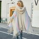 thumbnail image 2 of Capa con capucha para mujer, chal de punto con borlas a rayas de moda para otoño e invierno, 2 of 6
