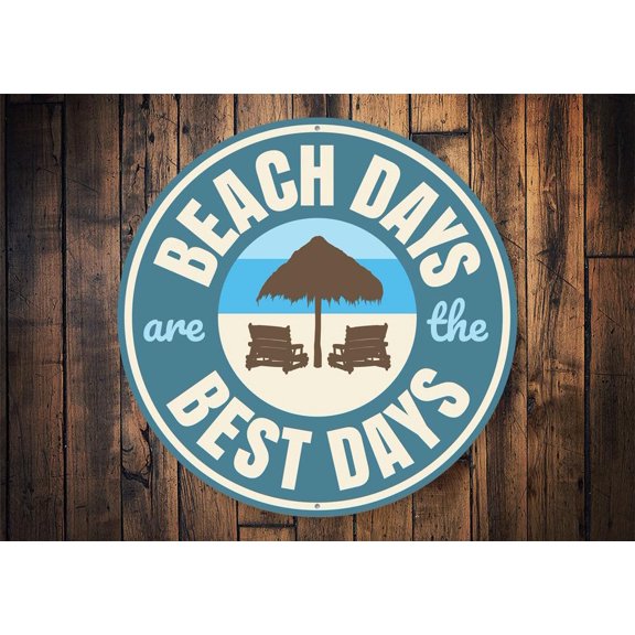 Beach-Lover Novelty Decor, Metal Wall Sign - 12" Circle